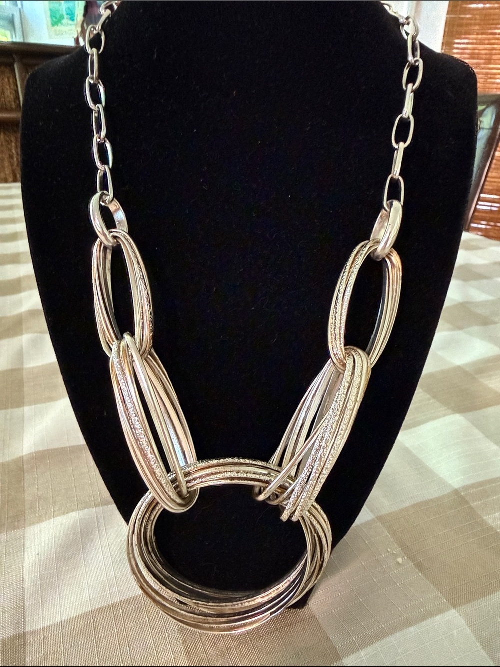 INC International Concepts Silver-Tone Multi-Ring Statement Necklace